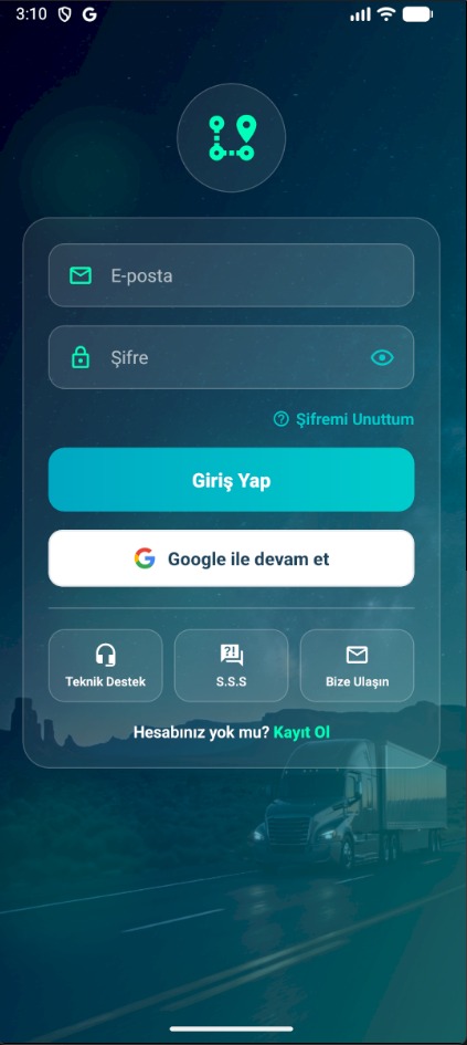 NaviKamyon giriş ekranı