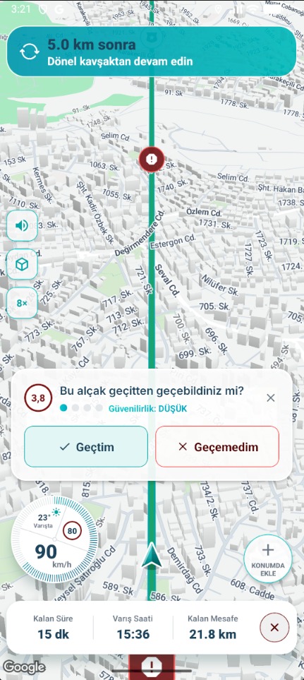 NaviKamyon navigasyon ekranı