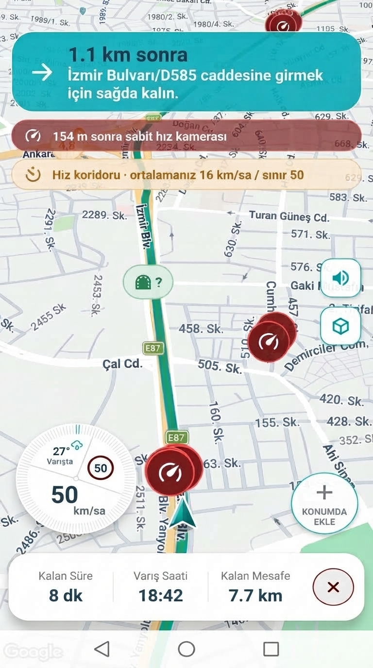NaviKamyon navigasyon ekranı